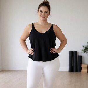 Lululemon Black Cropped Tank Top Built-In Bra sz(XL) Soft Stretch Yoga